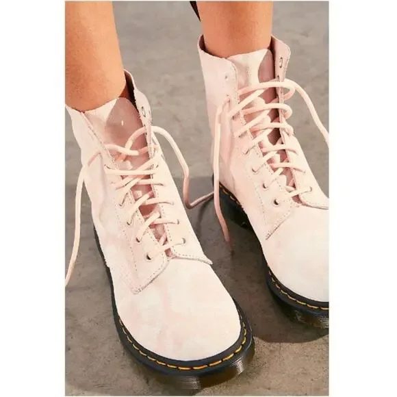 Dr. Martens 1460 Pascal Light Pink Tie Dye Suede Combat Boots 8 - Picture 4 of 12